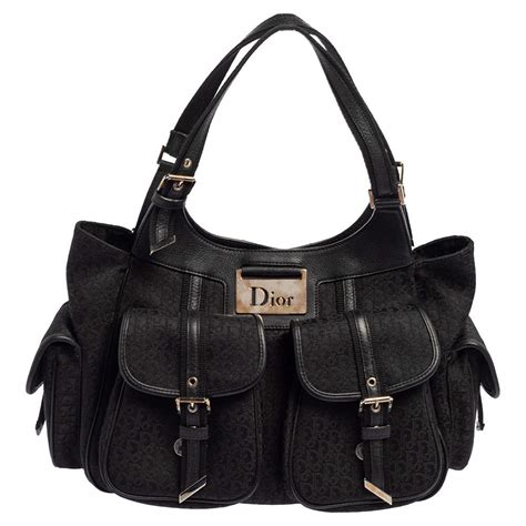 dior black oblique canvas and leather street chic tote|Christian Dior Pre.